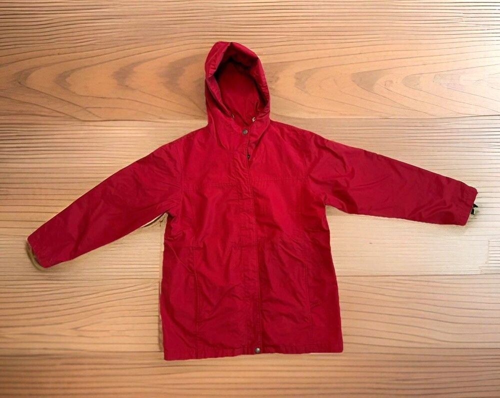 Vintage Eddie Bauer Jacket Mens Medium Red Gore-Tex Hooded Rain Coat 90s